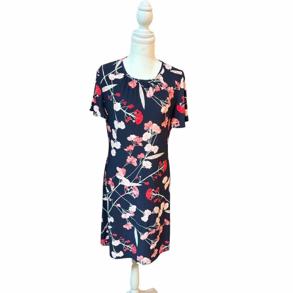 Tommy Hilfiger Navy Floral Shift Dress Size 8 Short Sleeve
